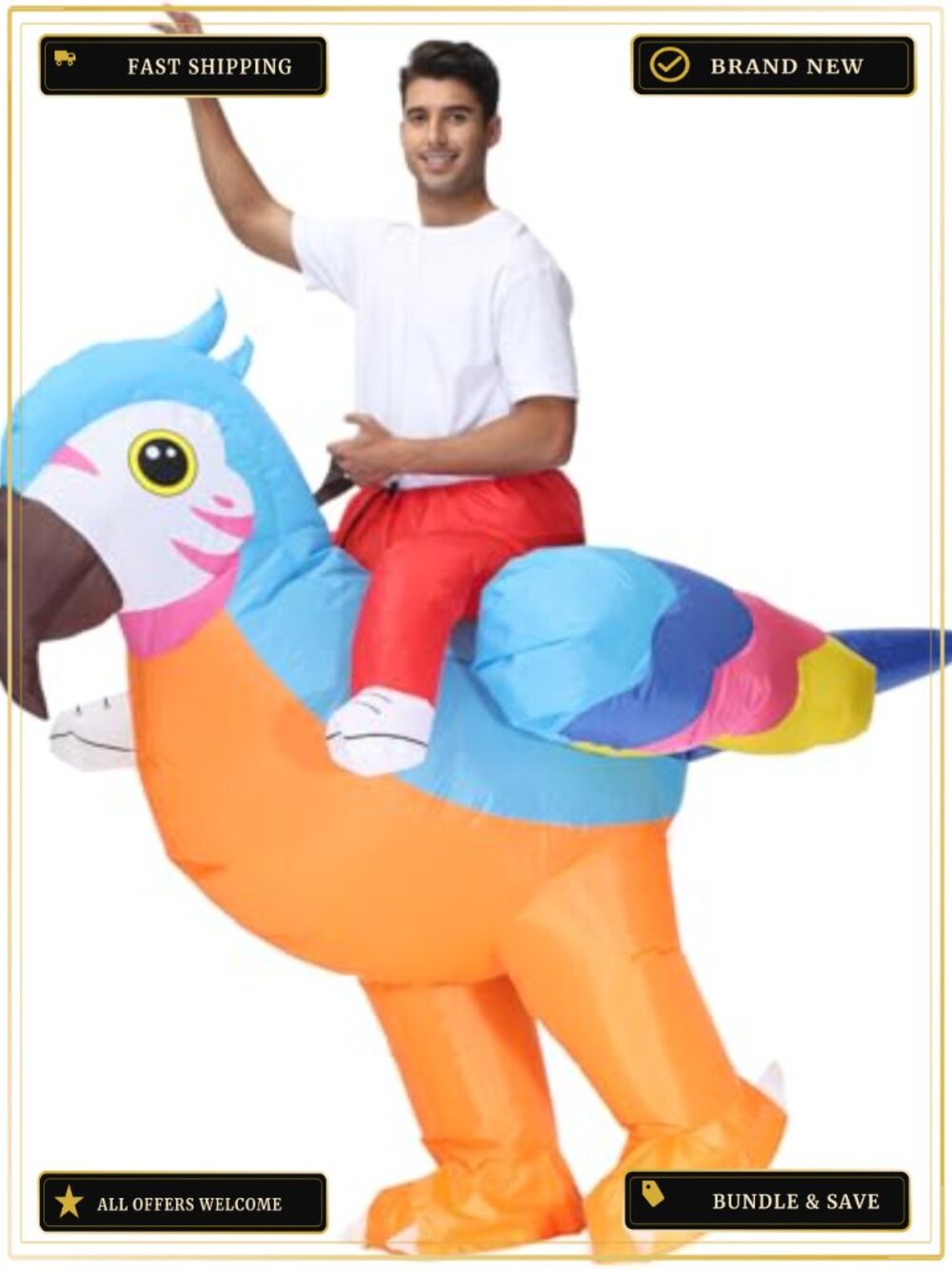 Adult Inflatable Parrot Costume Blow Up Fancy Dress Halloween